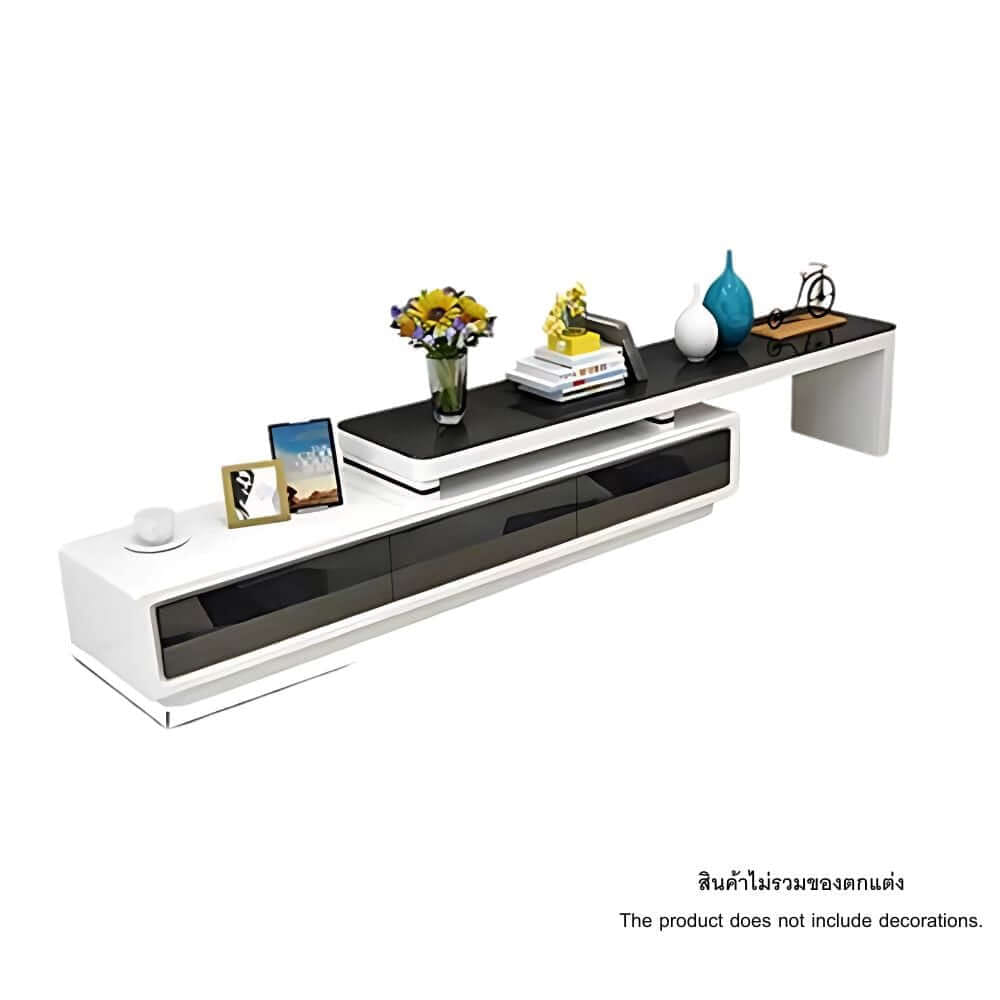 [Pre-order] ชั้นวางทีวี ท็อปกระจกสีดำ Proma-TVS-08-02 สีดำ/ขาว_0